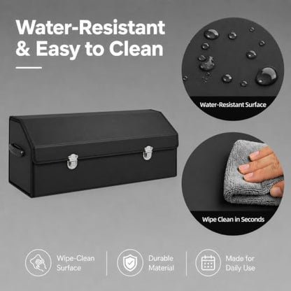 Car Trunk Organizer with Lid, Foldable Faux Leather Storage Box - Image 5