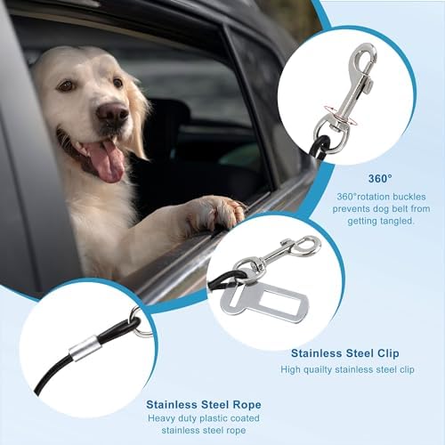 Chew Proof Dog Car Seatbelt Safety Restraint Stainless Steel Tether Cable - Image 5