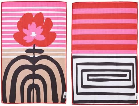 Ritz Waffle Microfiber Kitchen Towel 2pc Set – Maze and Rainbow – Abstract by RITZ