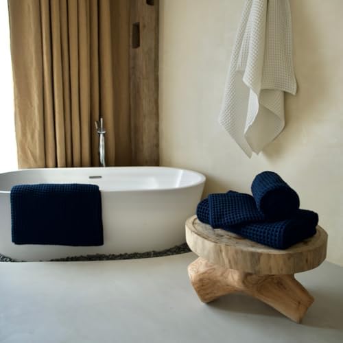 Luxury Organic Japanese Cotton Waffle Bath Towel | Thick, Quick Dry Bathroom - Image 3
