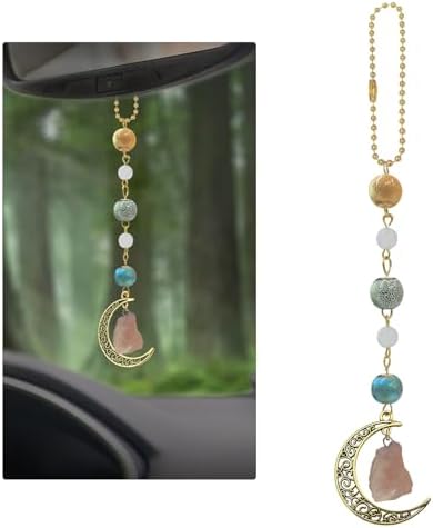 Boho Moon Hanging Car Charm, Crystal Rearview Mirror Pendant, Car Decor by WelcomeToSosolong