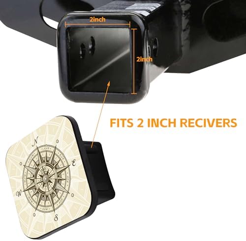 Trailer Hitch Cover, Vintage Nautical Compass Hitch Cover Rubber Towing Hitch - Image 5