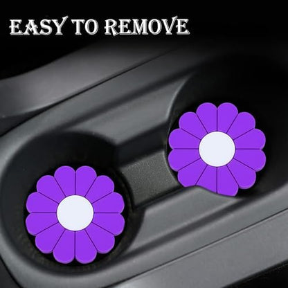 4-Pack Car Cup Holder Coaster Inserts, Daisy Shape, 2.75 Inch Non-Slip Silicone - Image 6