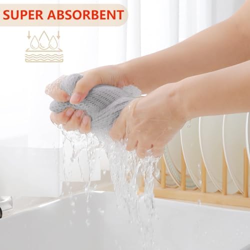 Homaxy 100% Cotton Waffle Weave Kitchen Dish Towels 12-Pack, Light Gray - Image 3