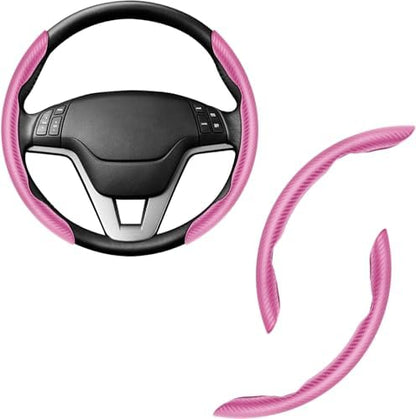 Amiss 2pcs Carbon Fiber Anti-Skid Steering Wheel Cover, Waterproof & Segmented by Amiss