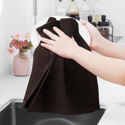 Homaxy 100% Cotton Waffle Weave Kitchen Dish Towels 12-Pack, Dark Brown - Image 4
