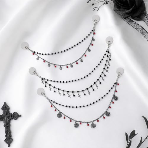 Double Chain Gothic Cross Rear View Mirror Charm Halloween Car Decor Gift - Image 7