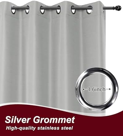 Grommet Outdoor Curtains for Patio Waterproof 8 Pcs 54x84 In Silver Grey - Image 2