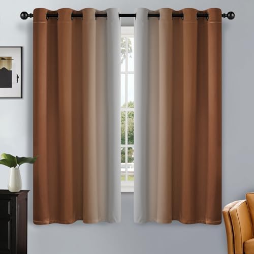 SimpleHome Ombre Burnt Orange to Grey White Curtains by SimpleHome
