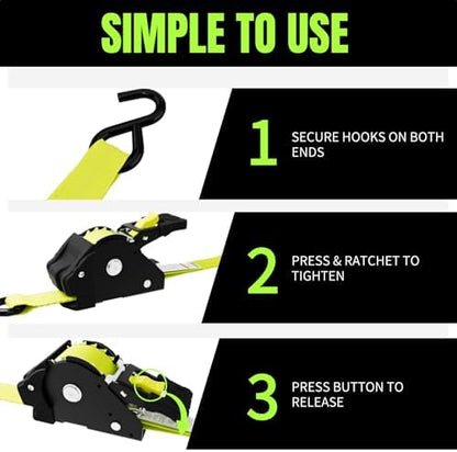 Retractable Ratchet Straps, 1 Inch x 12 Feet, 760lb Break Strength, Self - Image 6