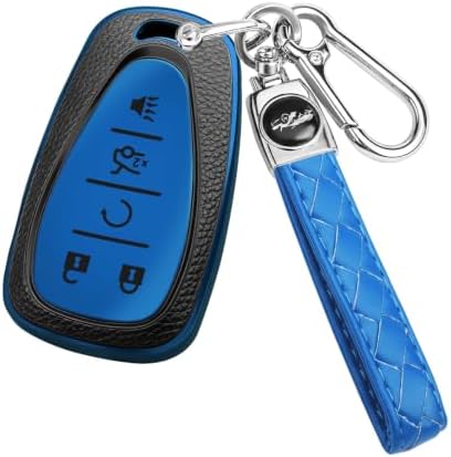 for Chevy Key Fob Cover, 5 Buttons TPU Leather Texture Key Cover by CARKEYCOVERforKERHXLE