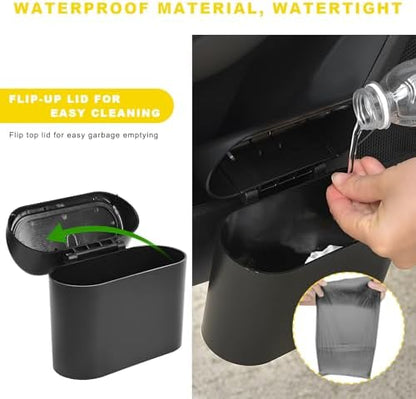 Car Trash Can Bin with Lid, Mini Portable Auto Garbage Can with 15Pcs Trash Bags - Image 5