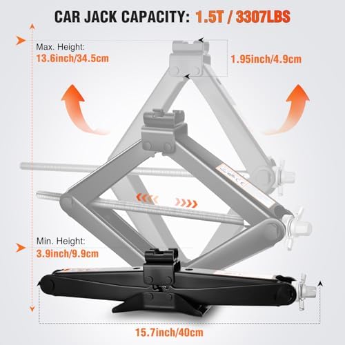 Nilight Scissor Jack for Car 1.5 Ton 3307 lb Lift Jack w Ratchet Lug Wrench - Image 2