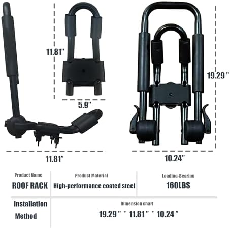 Set of 4 Kayak Roof Rack J-Bar Carrier, Universal Car Top Mount Holder - Image 3