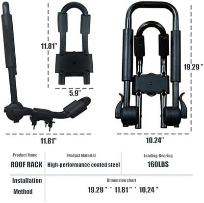 Set of 4 Kayak Roof Rack J-Bar Carrier, Universal Car Top Mount Holder - Image 3
