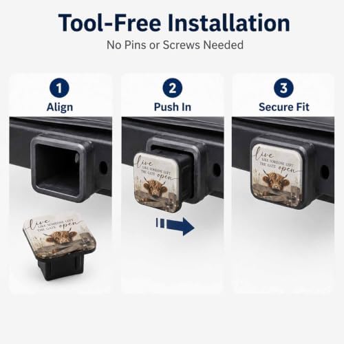 Hitch Cover Receiver Tube Hitch Plug Farm Highland Cow, Tool-Free Install Tow - Image 7