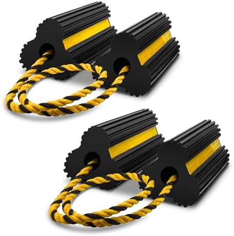 ROBLOCK 2 Pairs Wheel Chocks Heavy-Duty Rubber Wheel Block Non-Slip Base by ROBLOCK