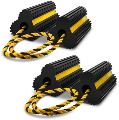 ROBLOCK 2 Pairs Wheel Chocks Heavy-Duty Rubber Wheel Block Non-Slip Base by ROBLOCK