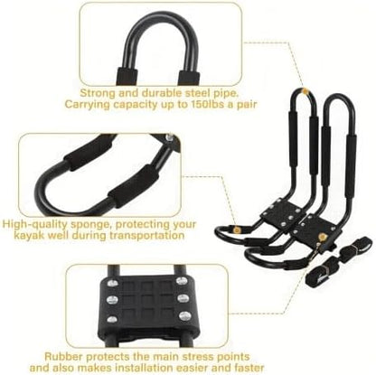 Kayak Roof Rack for Car Top Carrier J Cross Bar Canoe Boat Mount 1Pair - Image 4