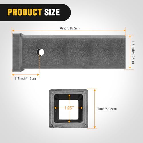 Nilight Hitch Adapter 1-1/4" x 6" Combo Bar Trailer Receiver Tube | Weld-on Raw - Image 2