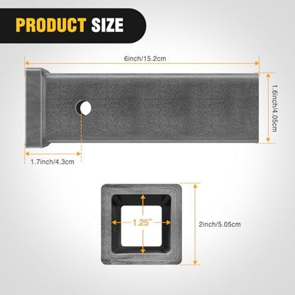Nilight Hitch Adapter 1-1/4" x 6" Combo Bar Trailer Receiver Tube | Weld-on Raw - Image 2