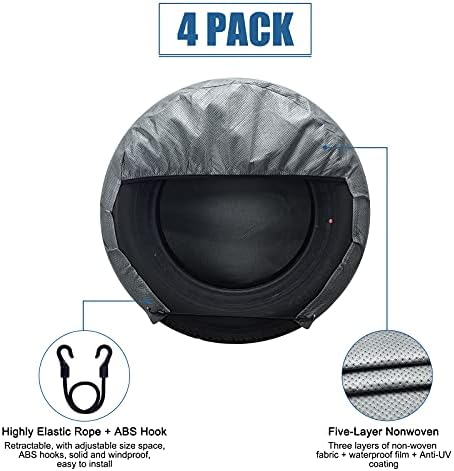 SYERAL Tire Covers Set of 4, Upgraded 5 Layer Nonwoven RV Wheel Covers - Image 4