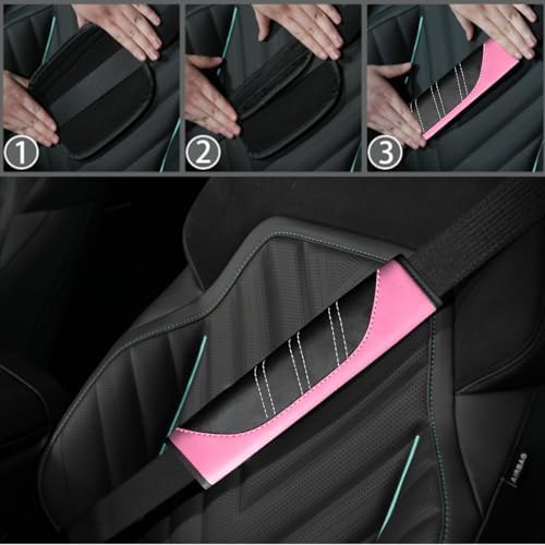 NBTEPEM 6 Pcs Pink Steering Wheel Cover Set, Sport Microfiber Leather Steering - Image 6