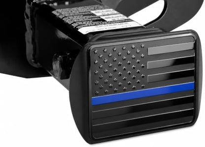 Black American Flag Stainless Steel Trailer Hitch Cover - Image 6