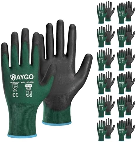KAYGO Safety Work Gloves for Men Women, PU Coated Palm & Fingers by KAYGO