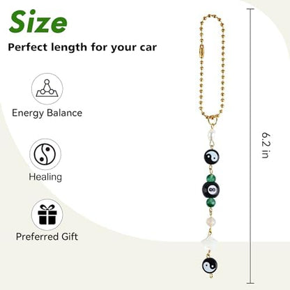 Car Rear View Mirror Accessories Witchy Car Hanging Ornament, Yinyang Rearview - Image 4