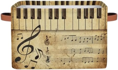 AUUXVA Storage Basket Vintage Music Note Piano Key Storage Cube Box Durable by AUUXVA