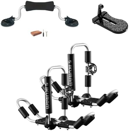 IKURAM R Aluminum Folding J-Style Kayak Roof Rack, Universal 4-in-1 Carrier by IKURAMR