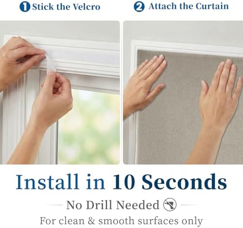100% Blackout French Door Curtains, Room Darkening Shades Small Window Curtain - Image 3