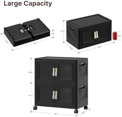 Stackable Storage Bins with Doors & Lids & Wheels - Image 2