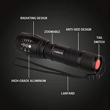 JARDLITE LED Emergency Handheld Flashlight, 4 Pack, Adjustable Focus, Water - Image 2