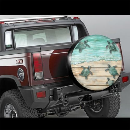 Wooden Beach Sea Turtles Spare Tire Cover - Image 2