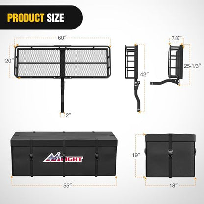 Nilight 60" x 20"x 7.87" Folding Carrier Fits 2-Inch Receiver 500 Lbs Capacity - Image 3