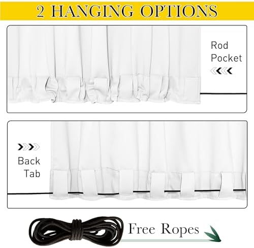 NICETOWN Outdoor Curtains Waterproof Fixed Bottom W52xL95 Prue White - Image 2