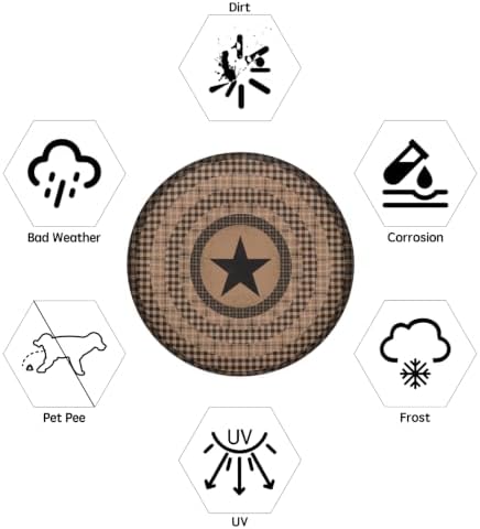Western Texas Star Spare Tire Cover Brown Black Plaid Decorative Wheel - Image 6