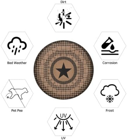 Western Texas Star Spare Tire Cover Brown Black Plaid Decorative Wheel - Image 6