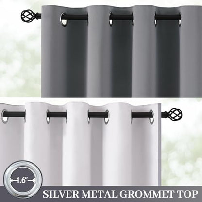 Yakamok Grey 100% Blackout Curtain Panels 84 inches, 2 Panels - Image 2