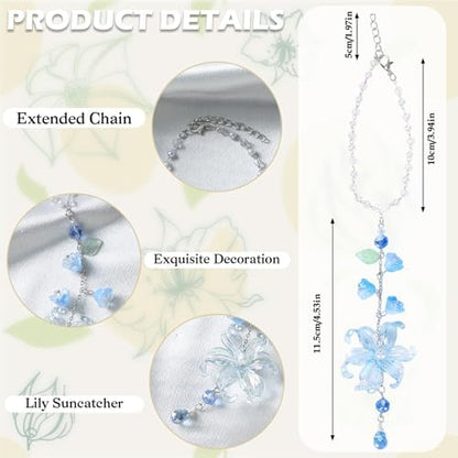 Lily Leaf Car Charm Blue Summer Waterlily Floral Suncatcher - Image 6