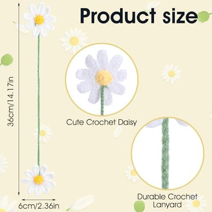 Ymapinc Crochet Car Accessories, Cute Hanging Rear View Mirror Decor Daisy - Image 2