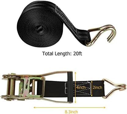 4 Pack 2 Inch Ratchet Straps Heavy Duty 20ft Tie Down Straps Ratchet - Image 2