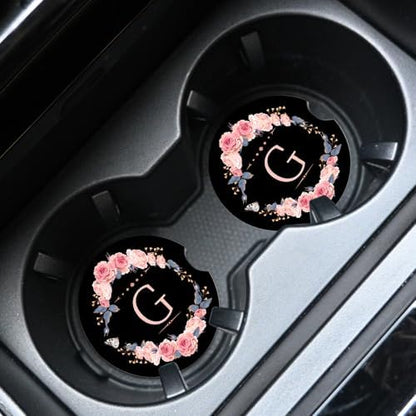 2pcs Letter G Car Coasters, Absorbent Universal neoprener Cup Holder Coasters - Image 2