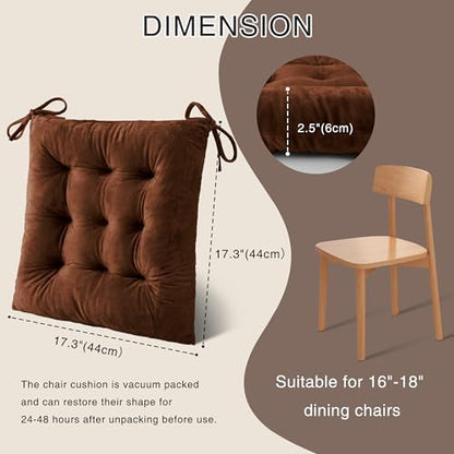 OVOV 2 Pack Chair Cushions for Dining Chairs 15.5"x15.5" Coffee - Image 2