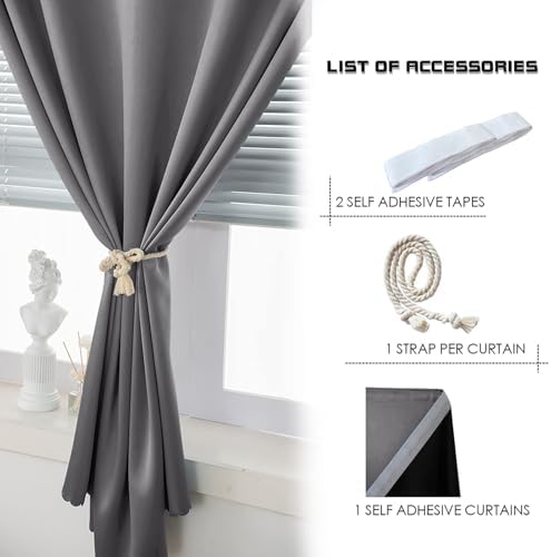 AJAZZ 100% Blackout Stick Curtain Portable Black Out Curtains Adhesive Curtains - Image 4