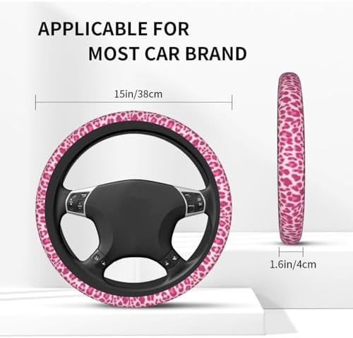 Leopard Print Steering Wheel Cover Anti-Slip Universal - Image 2