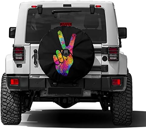 Hippie Two Fingers Symbols Peace Sign Spare Tire Cover by Foruidea