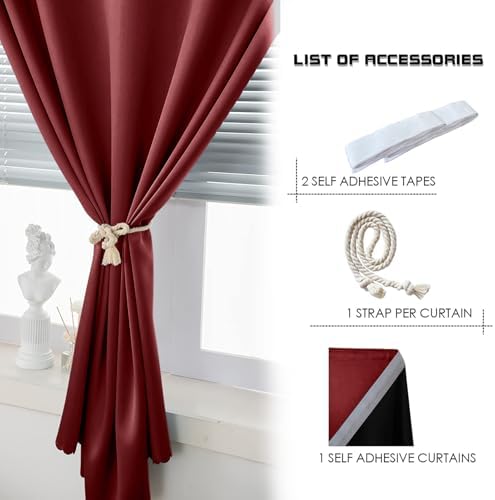 AJAZZ 100% Window Blinds Blackout Portable Black Out Curtains Adhesive Curtains - Image 4